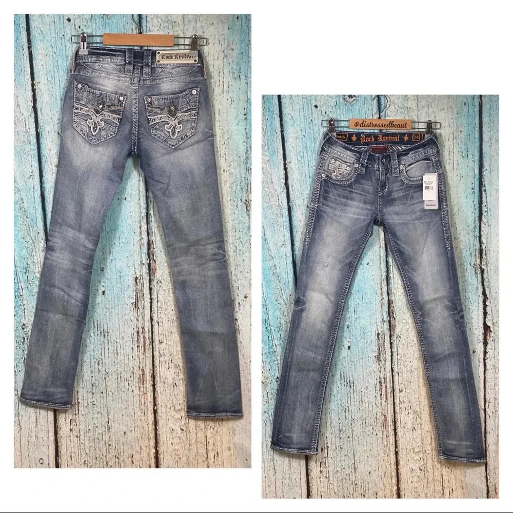 ROCK REVIVAL NWT Barbila Straight Embellished Jeans - Picture 4 of 16